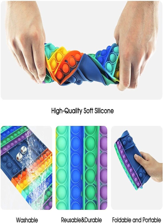 Fovrtye Big Size Pop Game Fidget Toy Silicone Bubble Rainbow Chess Board Push Popping Sound Popper Sensory Toys for Child Interactive Jumbo Stress Anxiety Relief Toy(Multi Color) - Image 3